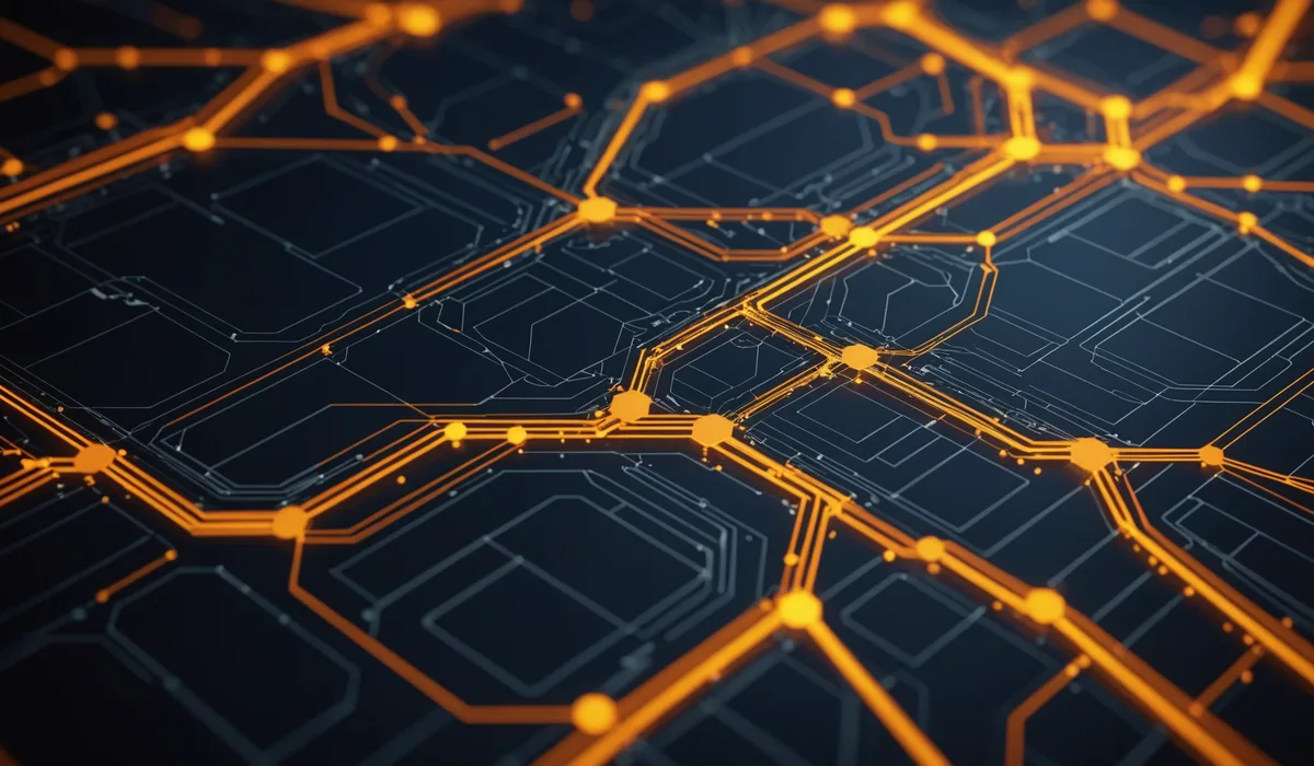 Abstract document processing flow with amber data extraction indicators